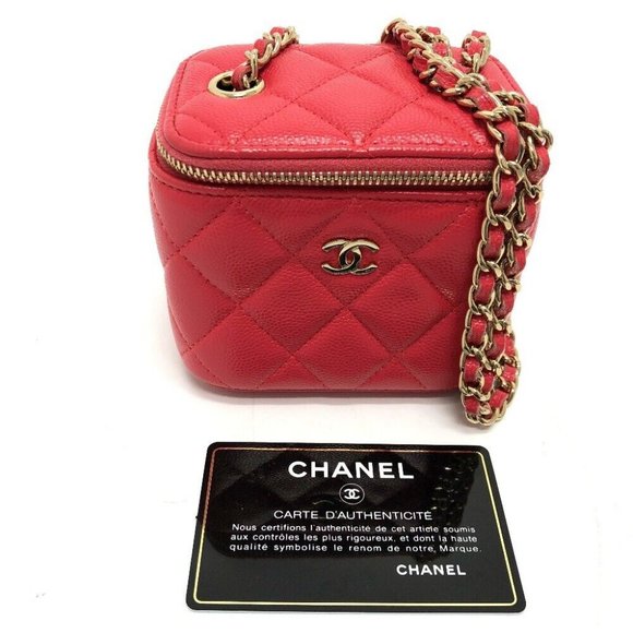 Authentic CHANEL AP1340 CC CC Mark Matelasse mini vanity case Shoulder Bag Cavia - Picture 1 of 14